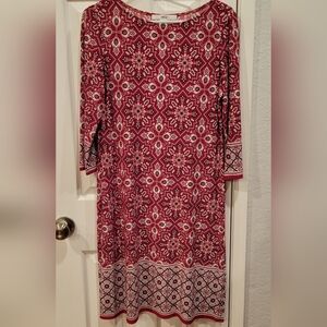 Chic Floral Long Sleeve Dress in Red